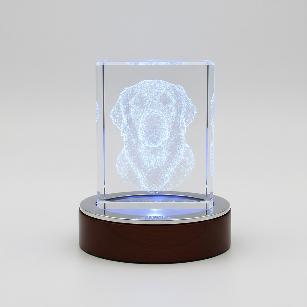 Custom crystal inner engraving pet portrait