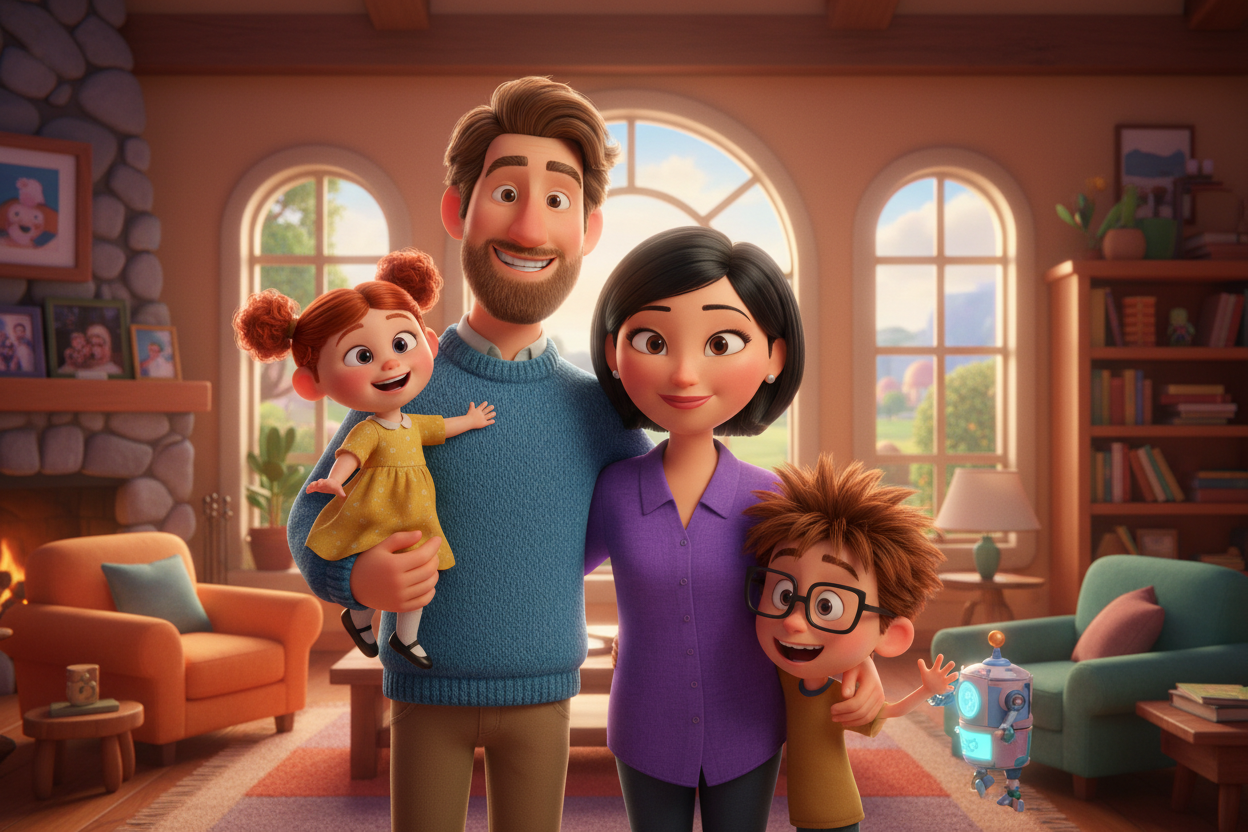 Custom Pixar-Style Family Animation