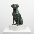 Custom fine art bronze pet sculpture with marble base
