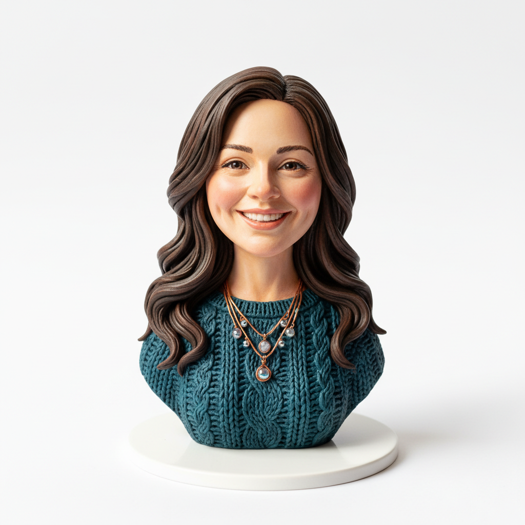 Polymer clay portrait figurine – smiling